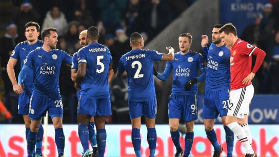 El Leicester celebra un gol