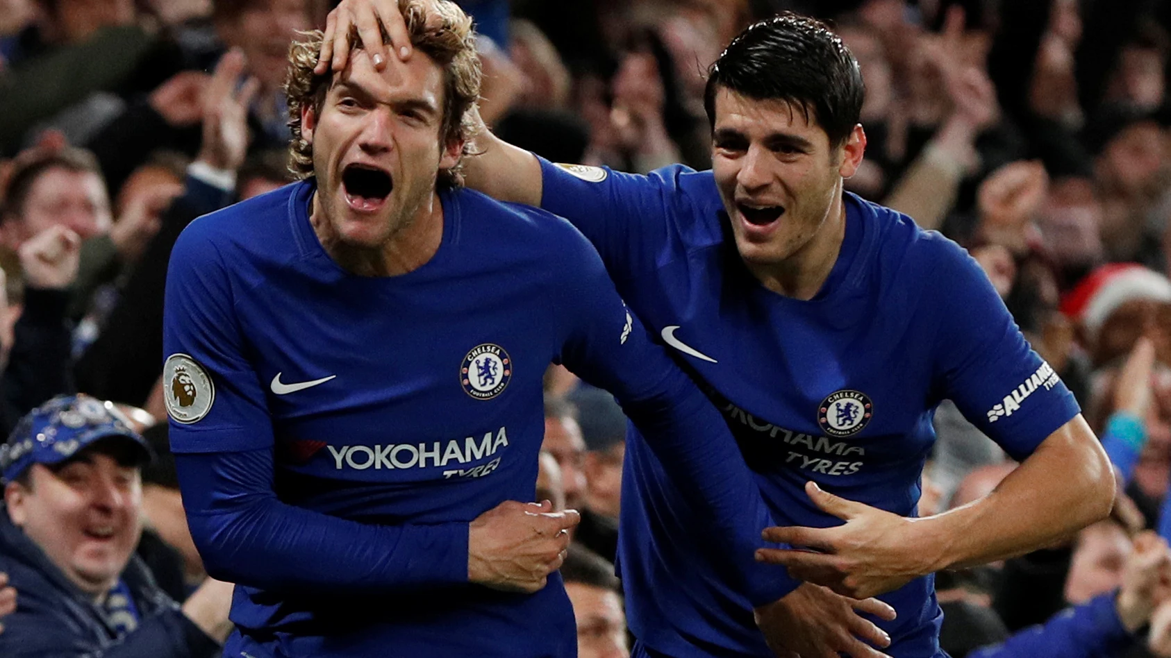 Marcos Alonso y Morata celebran un gol ante el Brighton Marcos Alonso y Morata celebran un gol ante el Brighton