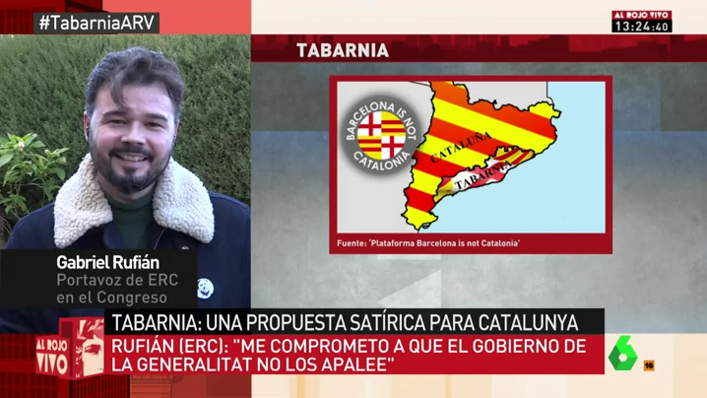 Gabriel Rufián, durante su entrevista en Al Rojo Vivo Gabriel Rufián, durante su entrevista en Al Rojo Vivo