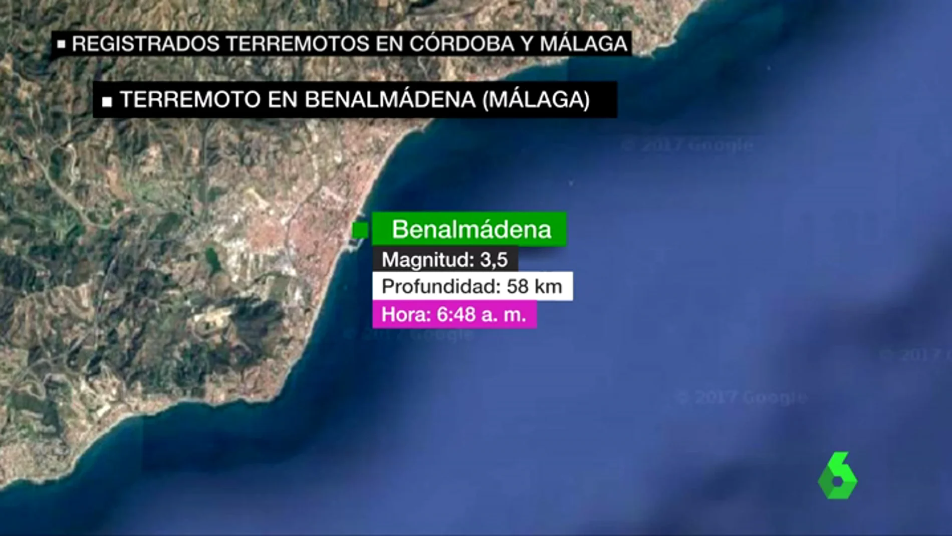 Se registran dos terremotos en Baena (Córdoba) y Benalmádena (Málaga) de magnitud 3,8 y 3,5