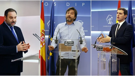 José Luis Ábalos, Rafael Mayoral y Albert Rivera José Luis Ábalos, Rafael Mayoral y Albert Rivera