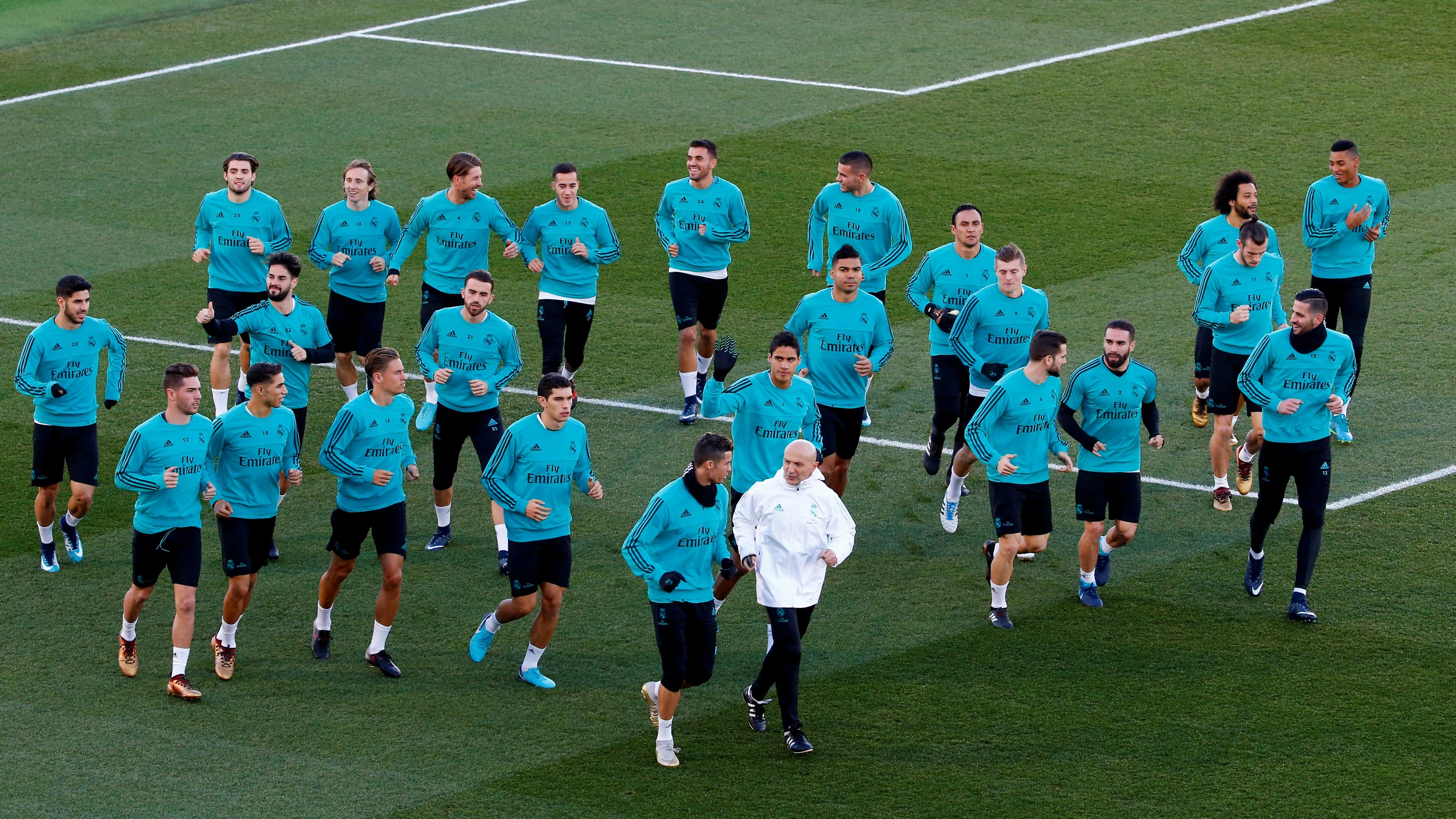 El Real Madrid durante el entrenamiento