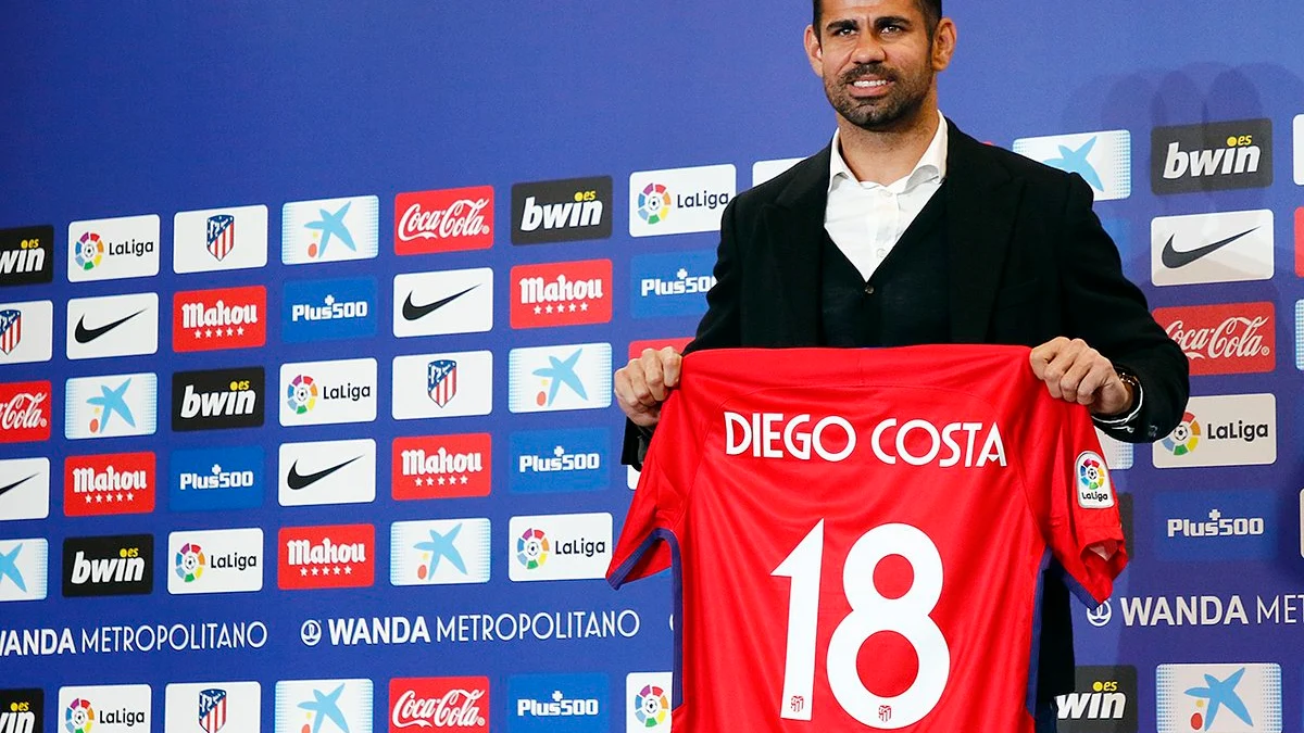 Diego Costa, con la camiseta del Atlético