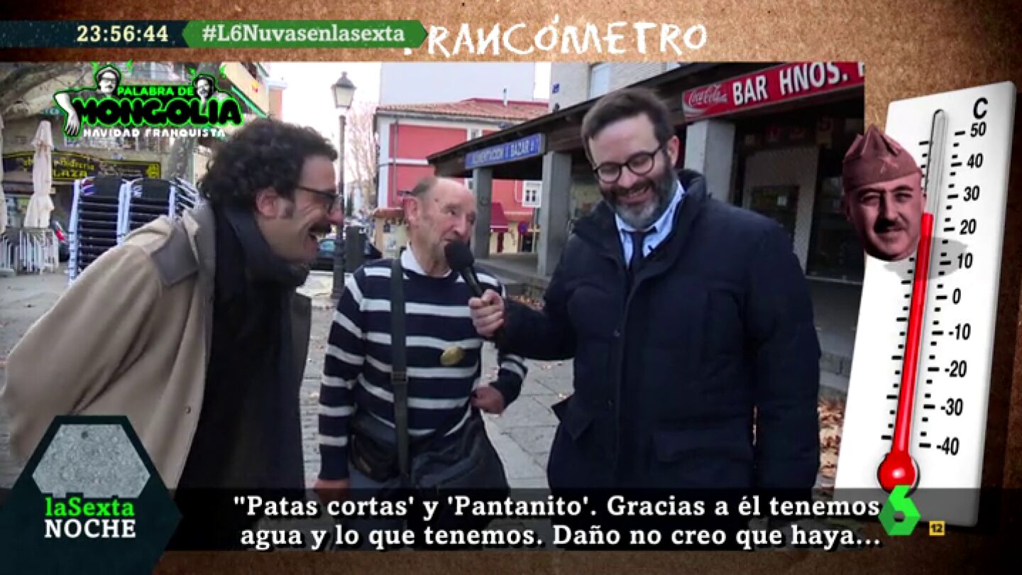 La 'Revista Mongolia' activa el 'franc&oacute;metro' en el pueblo de El Pardo para saber qu&eacute; piensan de Franco: "Nos acordamos mucho de &eacute;l, era muy bueno"