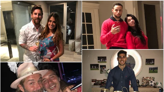 Los deportistas celebran la entrada en el año 2018 Los deportistas celebran la entrada en el año 2018