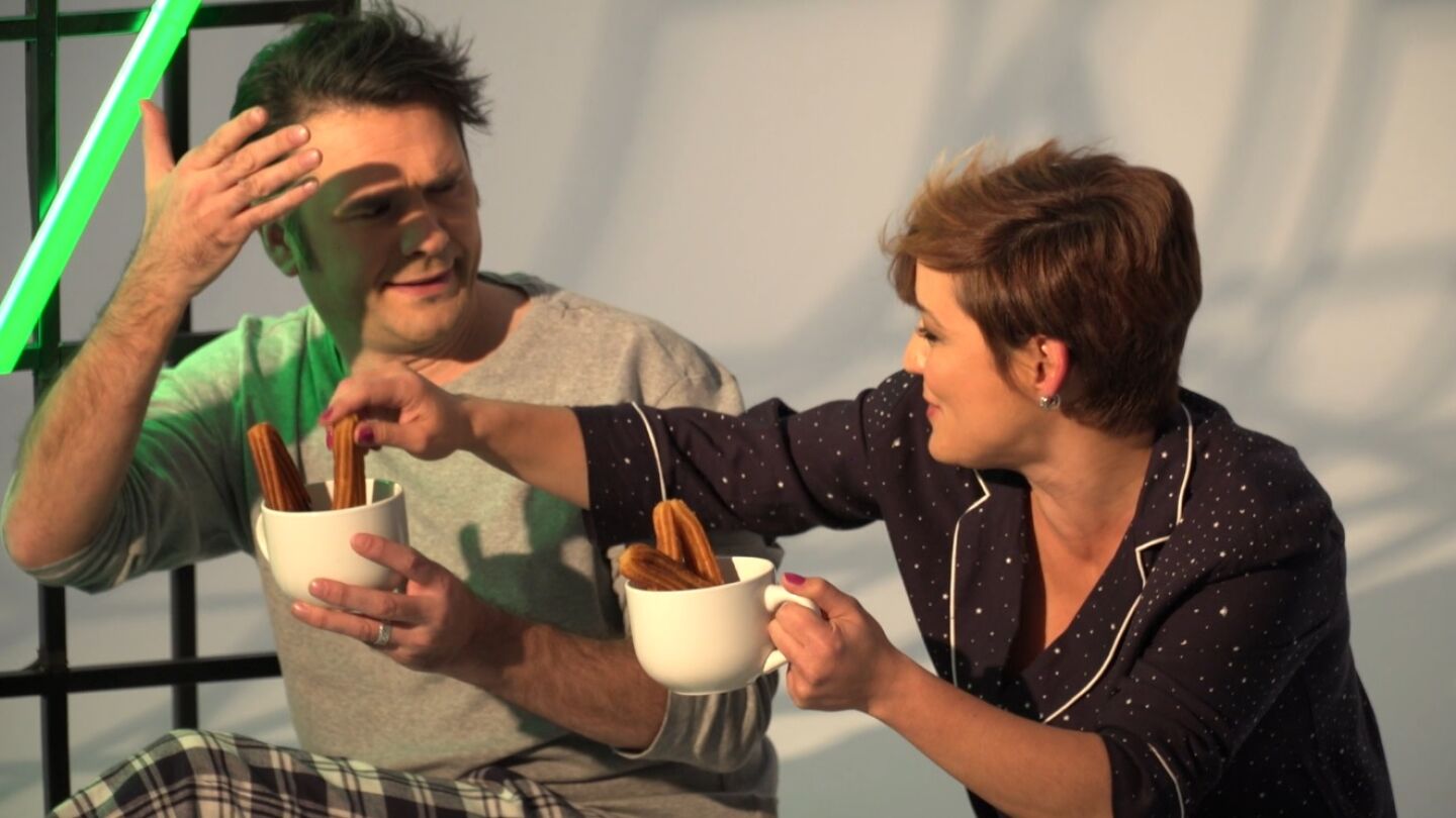 I&ntilde;aki L&oacute;pez y Cristina Pardo en pijama