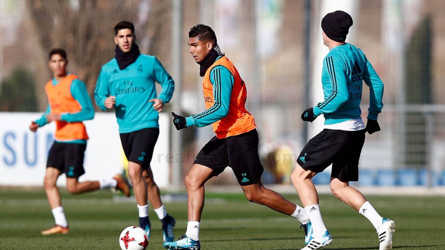 Casemiro durante el entrenamiento del Real Madrid