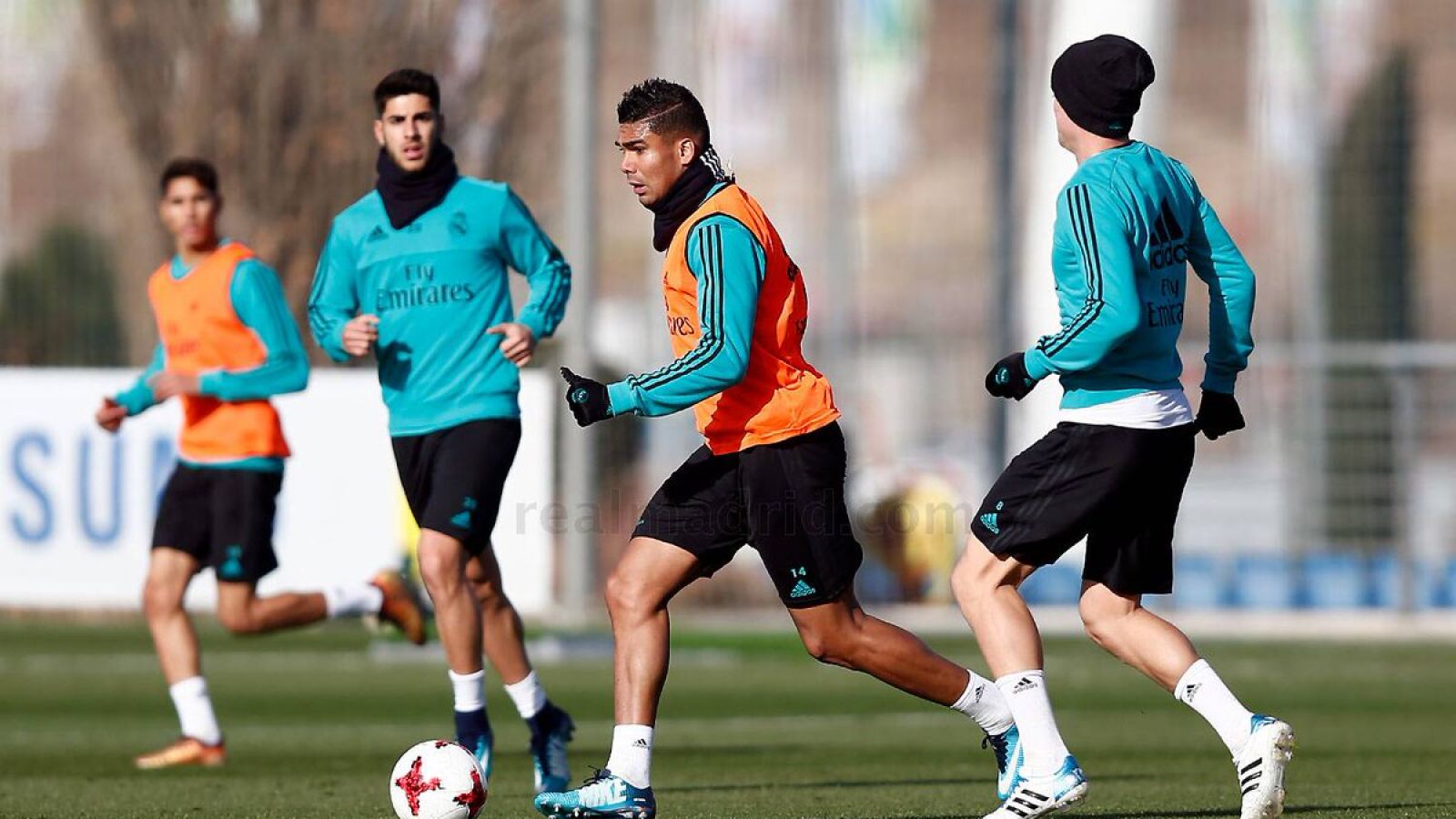 Casemiro durante el entrenamiento del Real Madrid