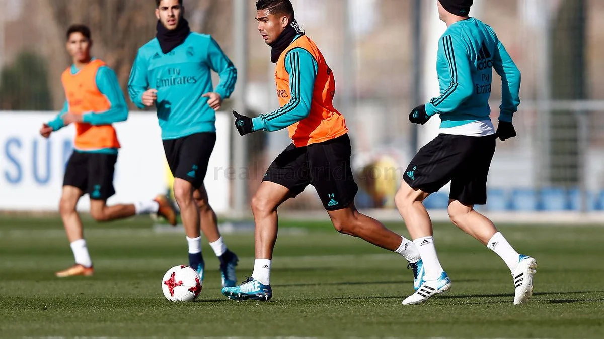 Casemiro durante el entrenamiento del Real Madrid