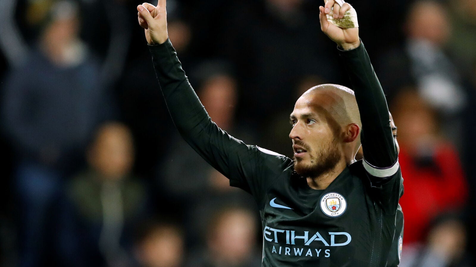 Silva celebra un gol con el Manchester City