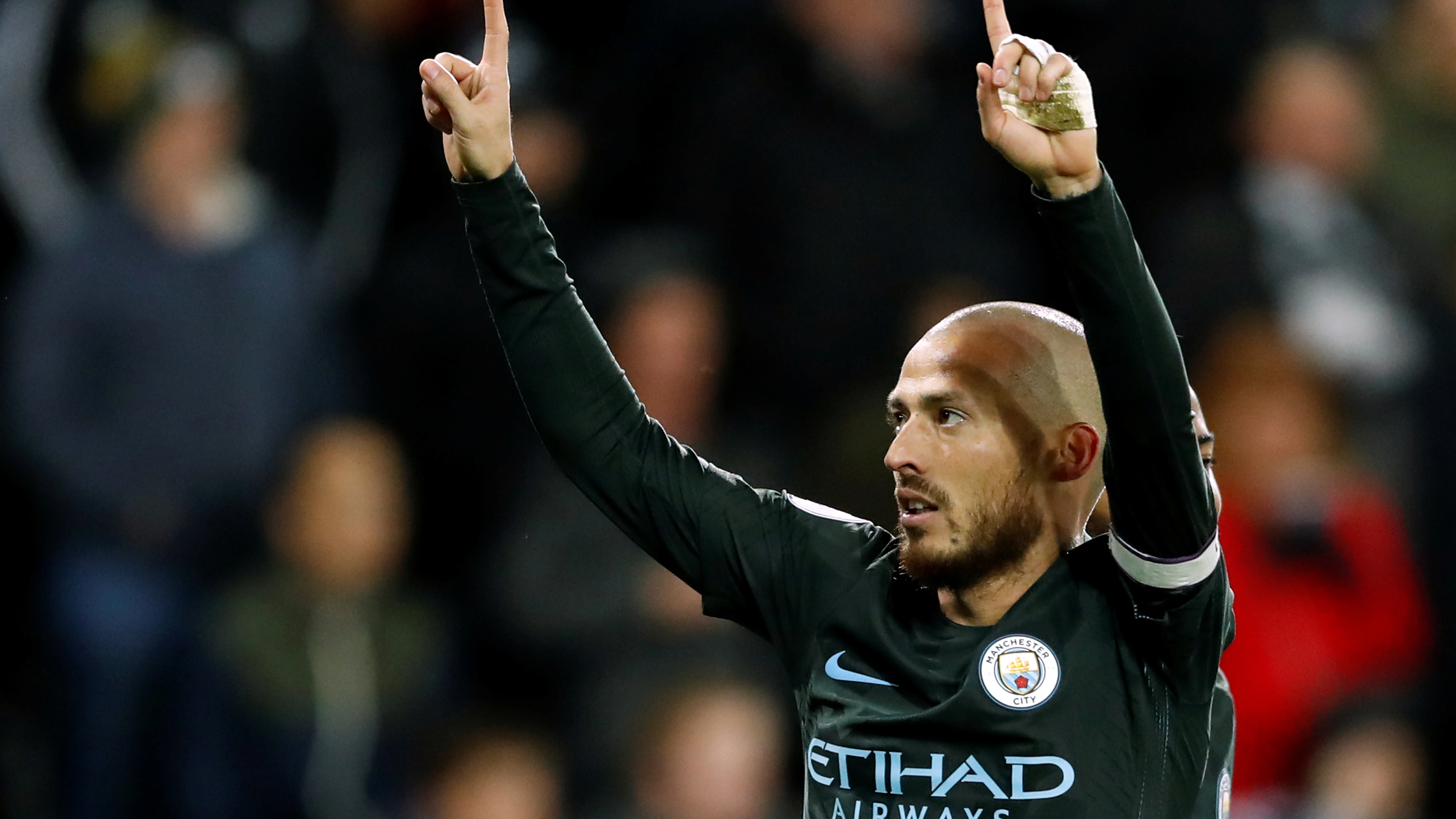 Silva celebra un gol con el Manchester City