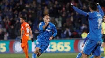 Juan Cala celebra su gol ante el Málaga