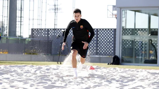 Coutinho, entrenando en solitario Coutinho, entrenando en solitario