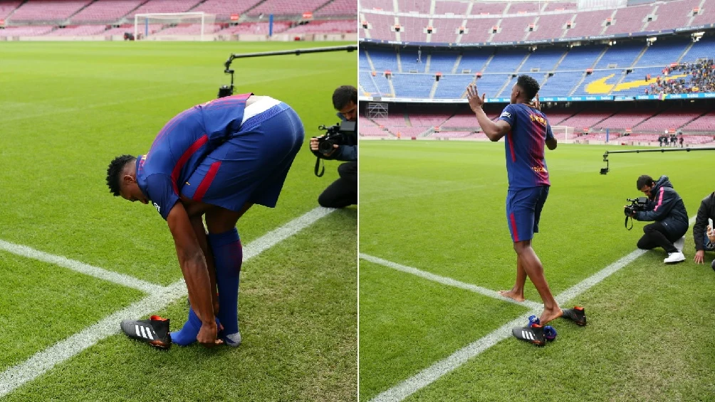 Yerry Mina y su particular ritual antes de pisar el césped