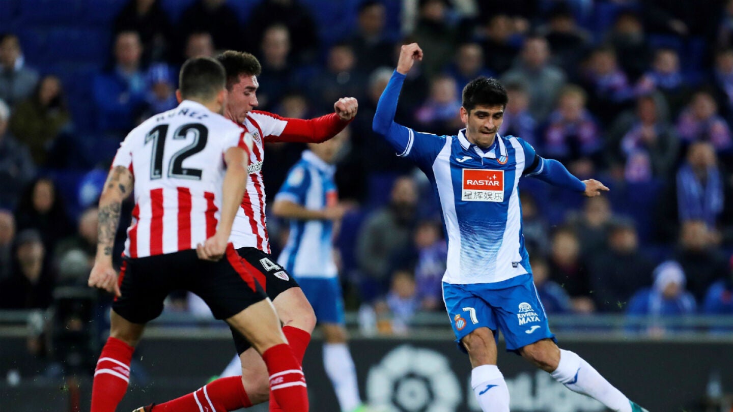 Gerard Moreno encara a Laporte y a N&uacute;&ntilde;ez