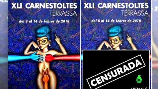 El pol&eacute;mico cartel del Carnaval de Terrassa aparece ahora con el mensaje "censurada"