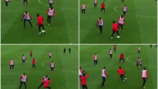 Gran ca&ntilde;o de Neymar durante el entrenamiento