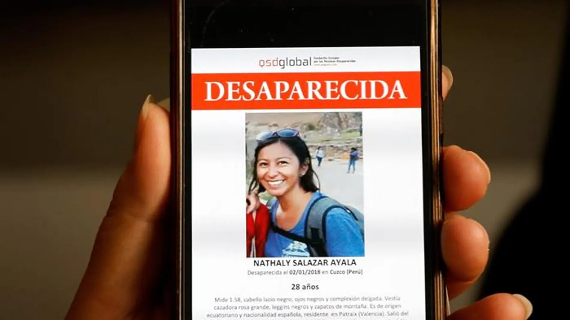 Imagen de Nathaly Salazar, la joven desaparecida desde el pasado 1 de enero en Perú