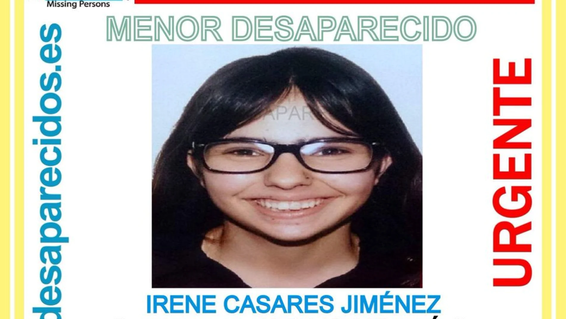 Cartel de búsqueda de Irene CAsares, desaparecida en Ávila