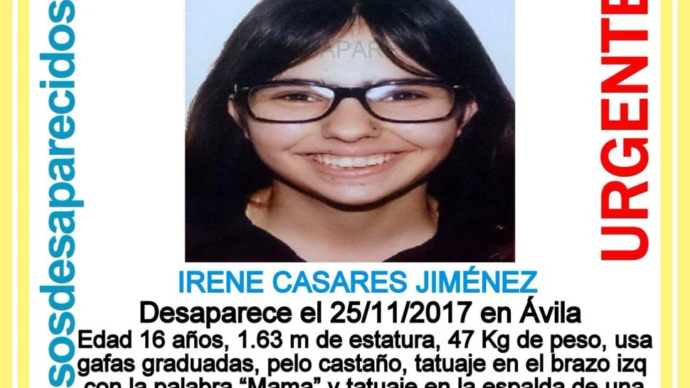 Cartel de búsqueda de Irene CAsares, desaparecida en Ávila