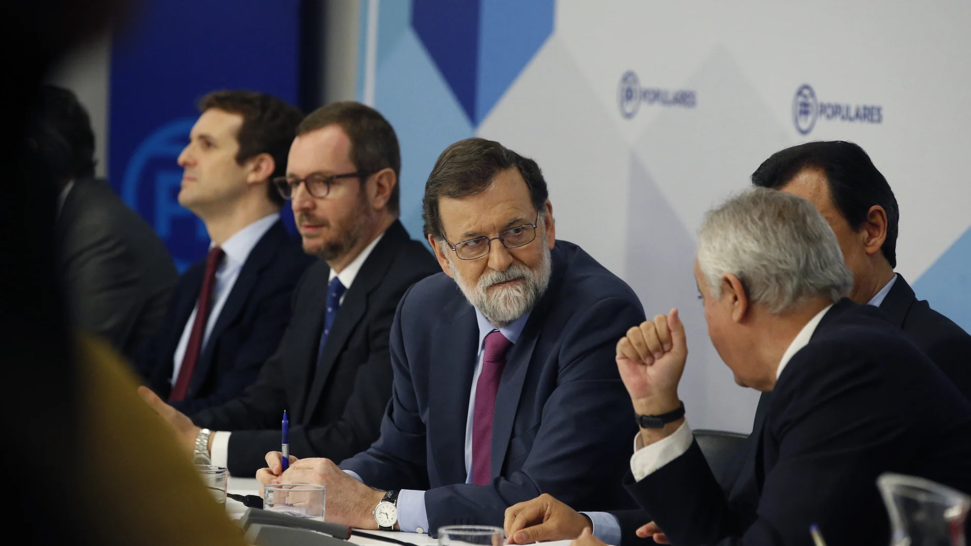 Mariano Rajoy en la sede del PP