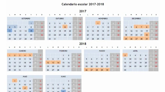Calendario Escolar Galicia 2017-2018 Calendario Escolar Galicia 2017-2018