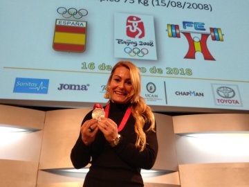 Lydia Valentín, con la medalla de plata de los Juegos Olímpicos de Pekín Lydia Valentín, con la medalla de plata de los Juegos Olímpicos de Pekín