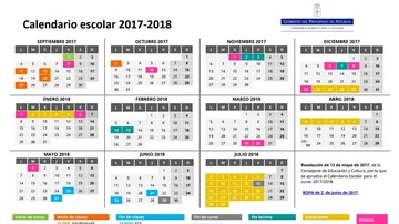 Calendario Escolar Asturias 2017-2018