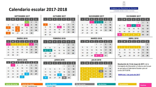Calendario Escolar Asturias 2017-2018 Calendario Escolar Asturias 2017-2018