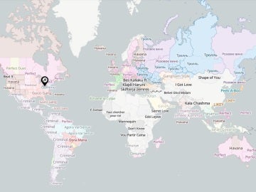 Mapa de las canciones más escuchadas en el mundo Mapa de las canciones más escuchadas en el mundo