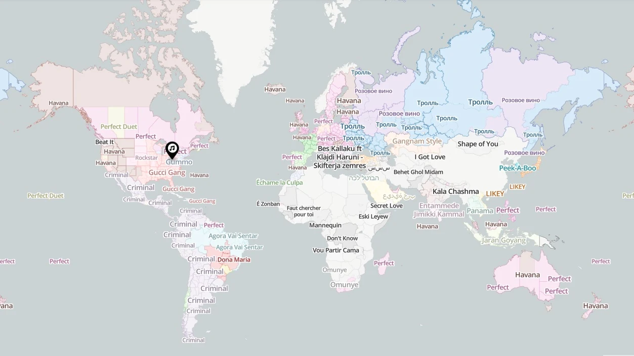 Mapa de las canciones más escuchadas en el mundo