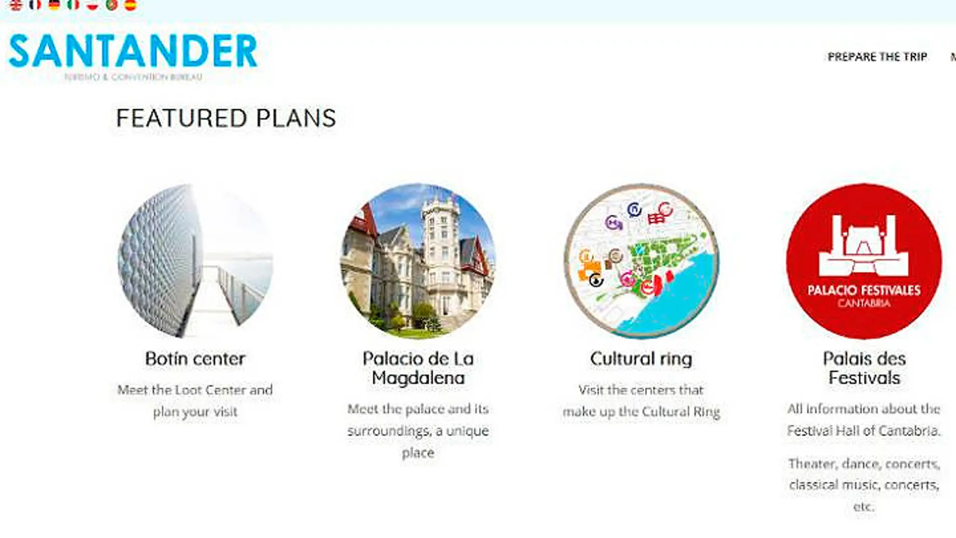 Captura Web Oficicial de Turismo de Santander 