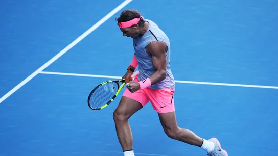 Rafa Nadal celebra un punto ganado ante Mayer Rafa Nadal celebra un punto ganado ante Mayer