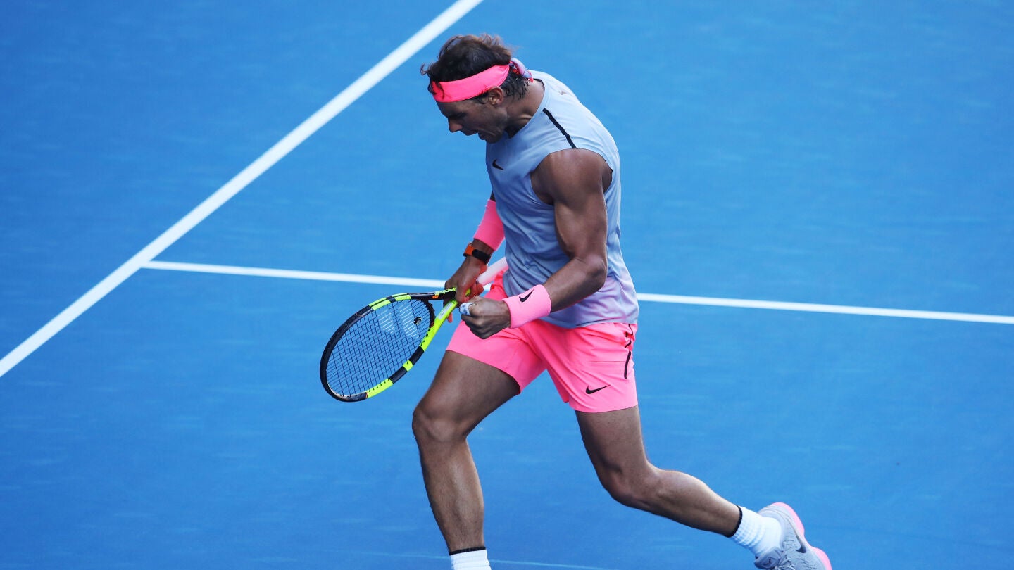 Rafa Nadal celebra un punto ganado ante Mayer
