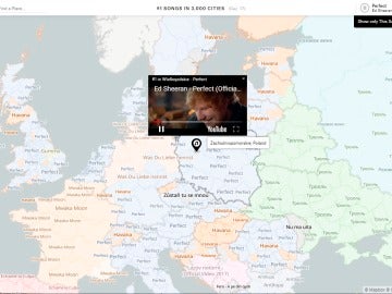 Mapa interactivo de las canciones más escuchadas del mundo Mapa interactivo de las canciones más escuchadas del mundo
