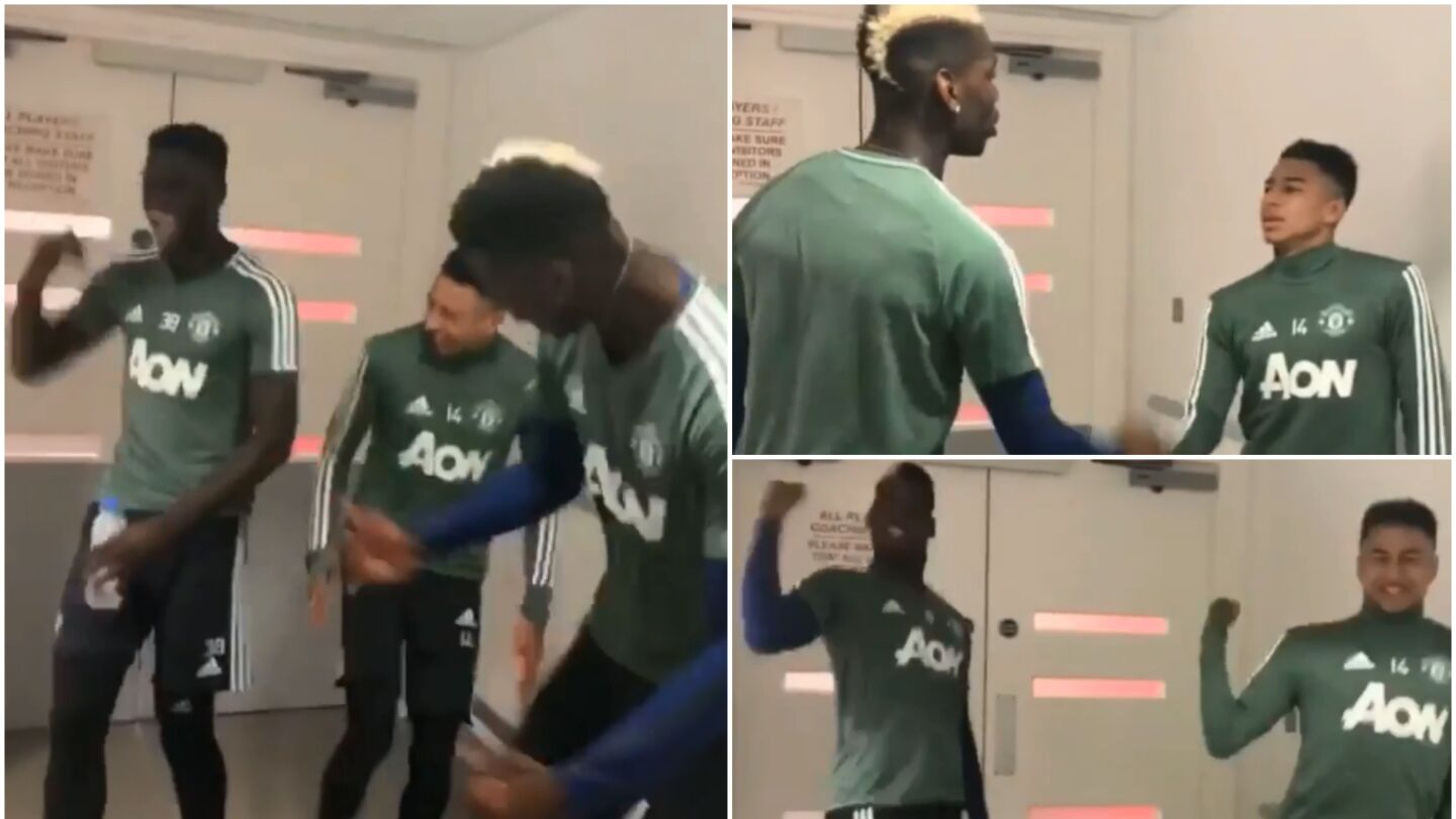 Pogba y Lingard ensayan su nuevo saludo