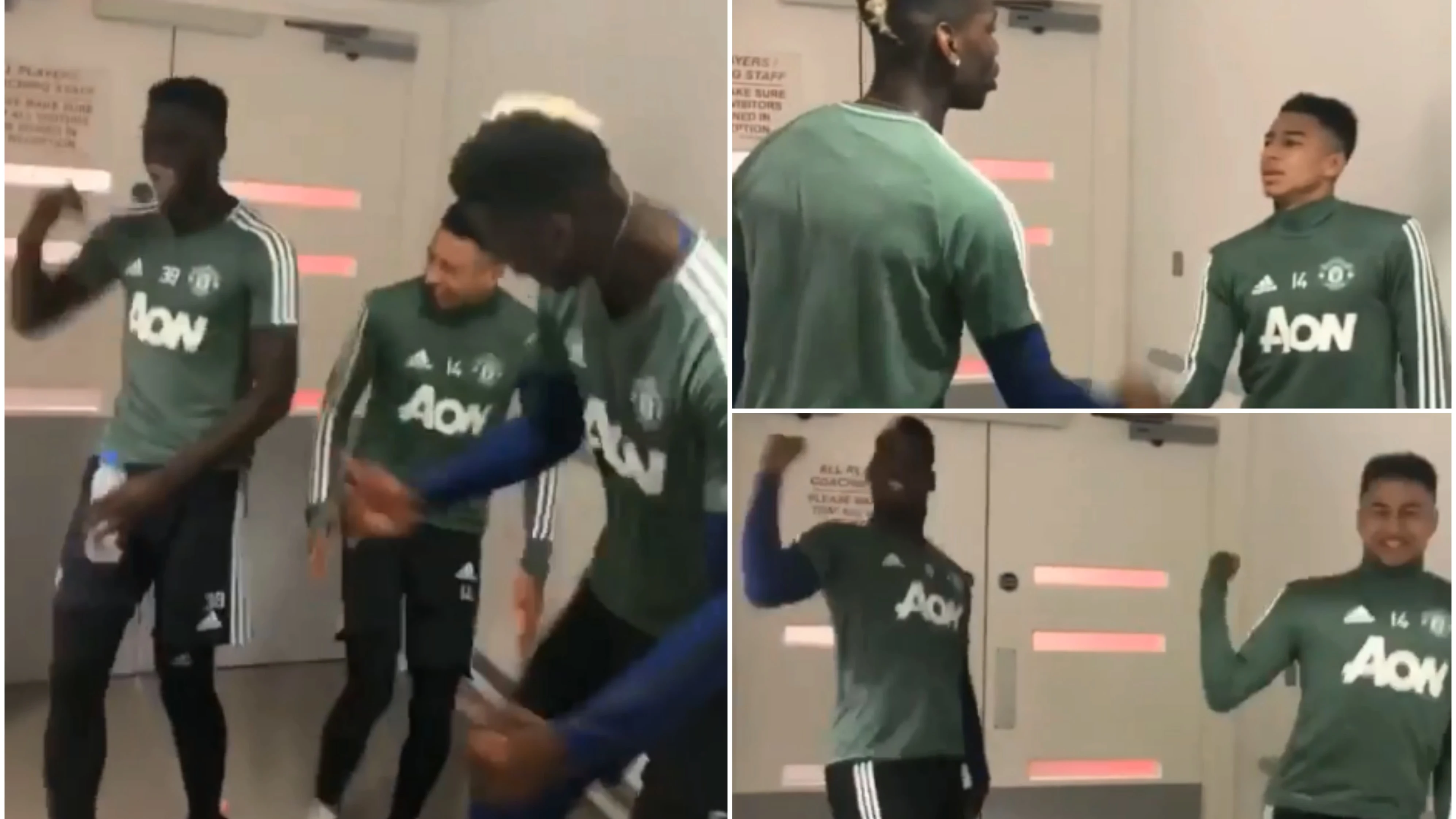 Pogba y Lingard ensayan su nuevo saludo