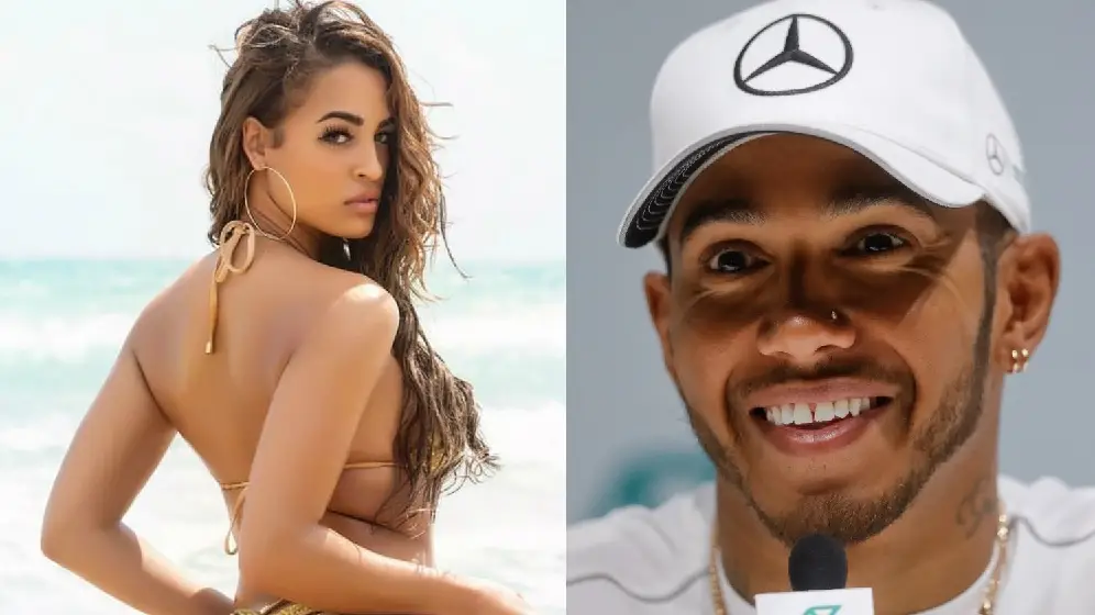 Verónica Valle y Lewis Hamilton