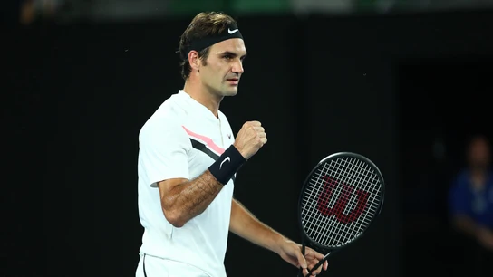 Federer celebra un punto ante Struff Federer celebra un punto ante Struff