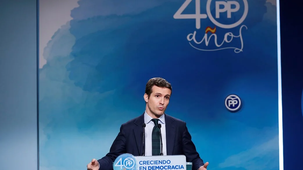 Pablo Casado en rueda de prensa