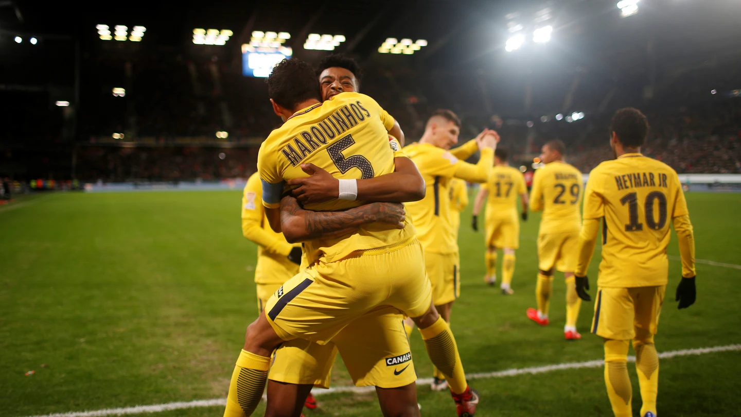 Los jugadores del PSG celebran uno de los goles ante el Nantes Los jugadores del PSG celebran uno de los goles ante el Nantes
