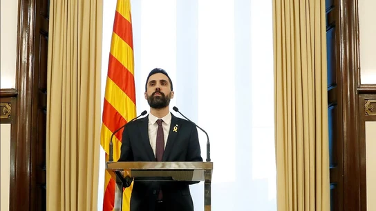 Roger Torrent en una comparecencia ante los medios Roger Torrent en una comparecencia ante los medios