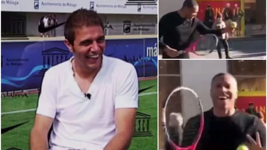 Baptista enseña a Joaquín a jugar al tenis Baptista enseña a Joaquín a jugar al tenis