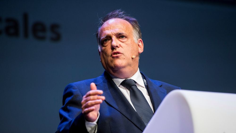 Javier Tebas, durante un acto