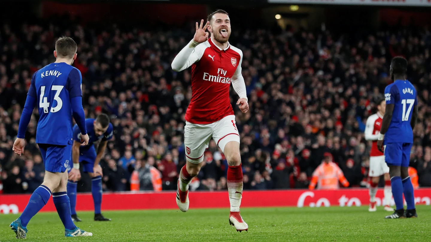 Ramsey celebrando su tercer gol Ramsey celebrando su tercer gol