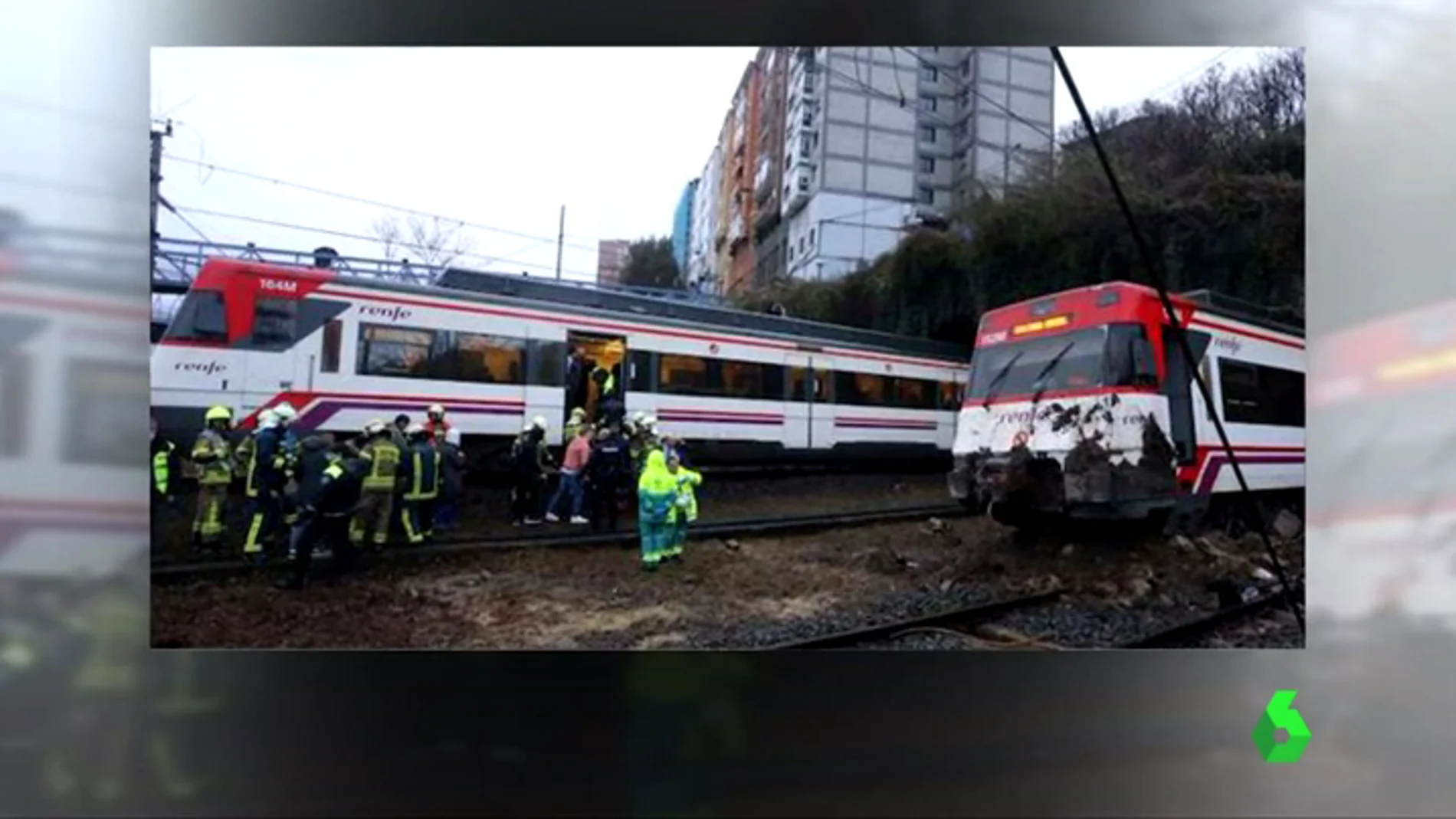 Descarrila un tren de Cercanías en Vizcaya a causa de un desprendimiento de tierra