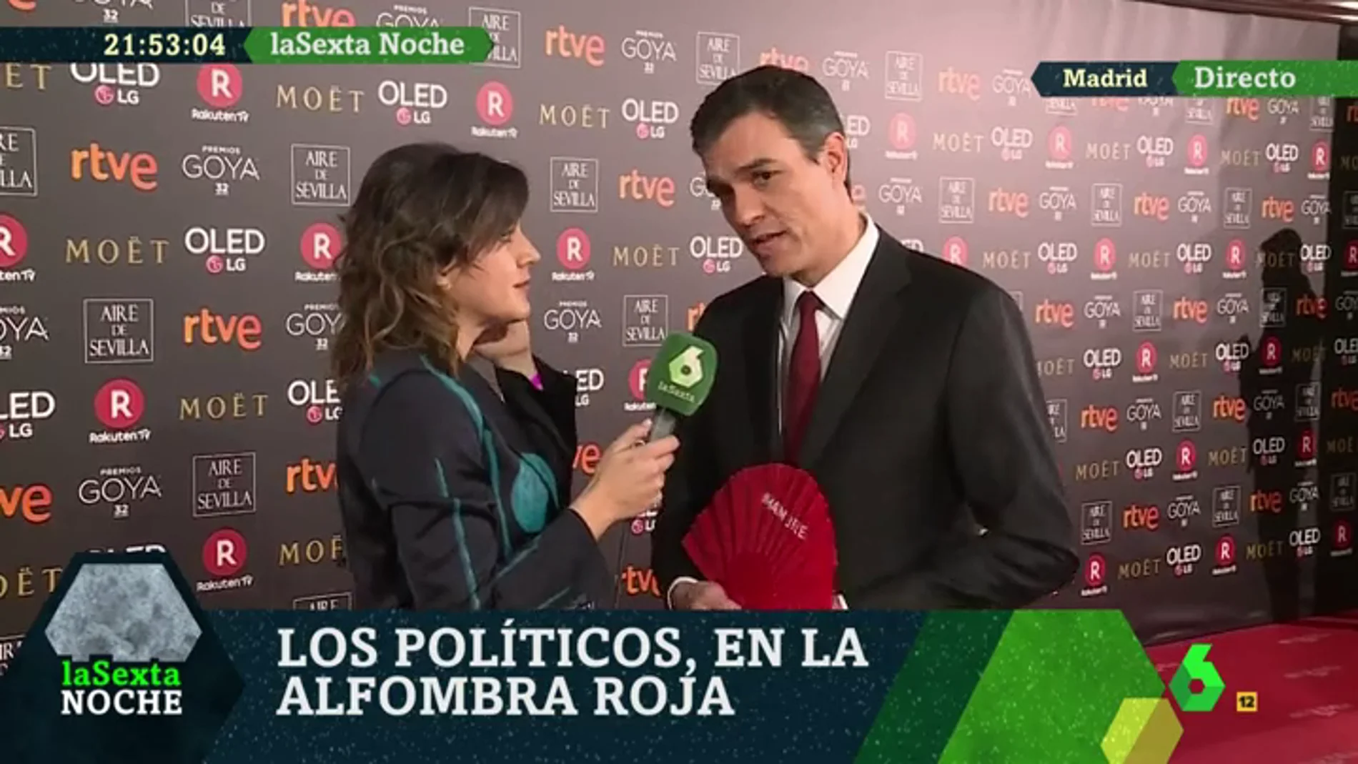 Pedro Sánchez en la alfombra roja de los Goya 2018