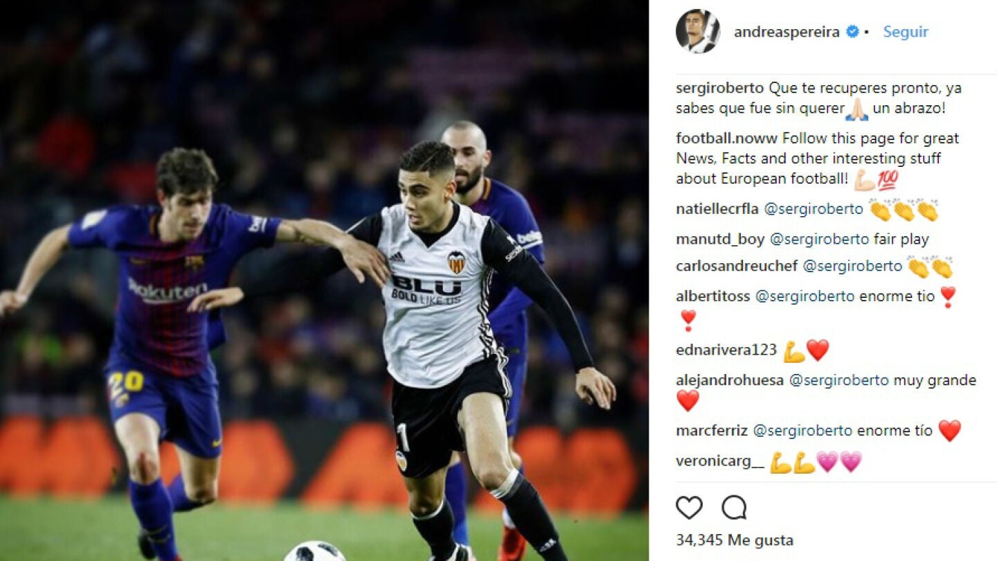 Sergi Roberto se disculpa con Pereira