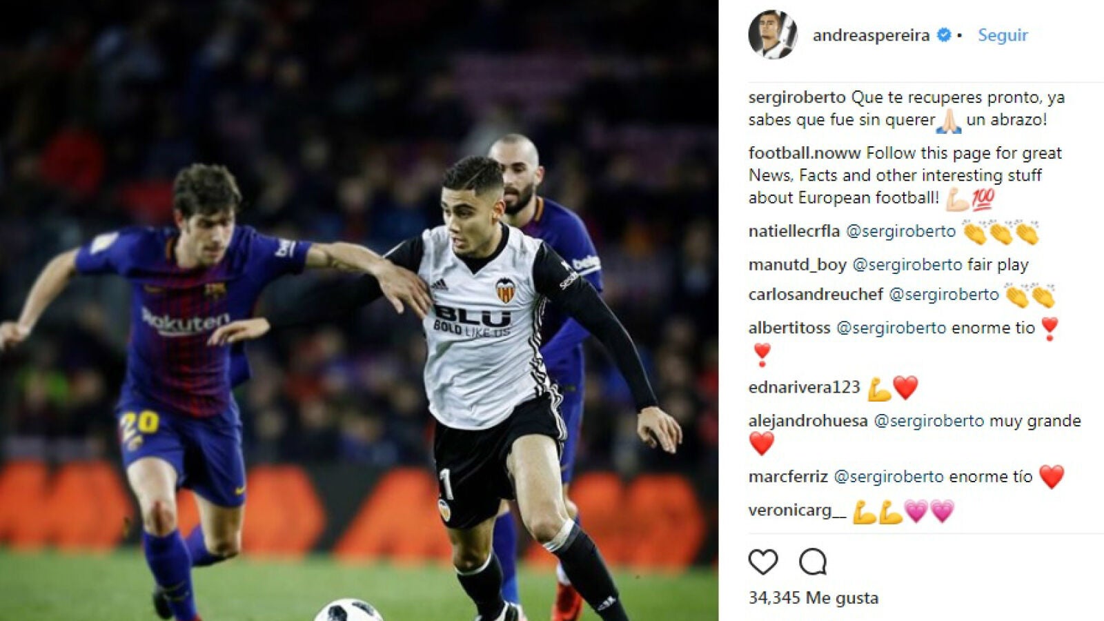 Sergi Roberto se disculpa con Pereira