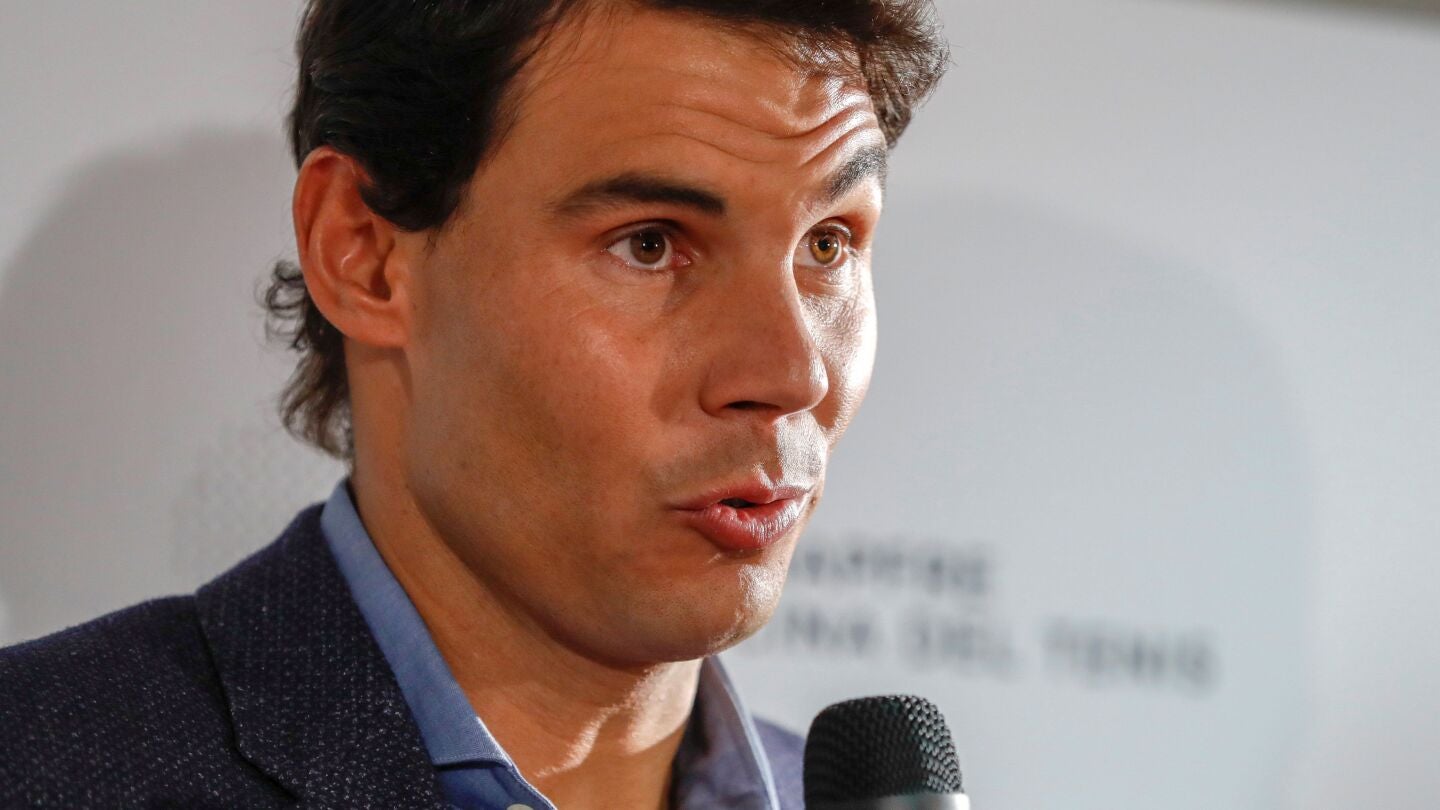 Nadal, durante su intervenci&oacute;n en la inauguraci&oacute;n de la Cl&iacute;nica Mapfre de Medicina del tenis en Madrid 